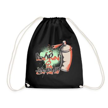 Born To Spray Graffiti Style Design - Turnbeutel - Schwarz - Vorne