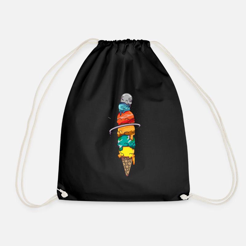 Space Ice Waffle Solar System Summer Mars - Drawstring Bag - black