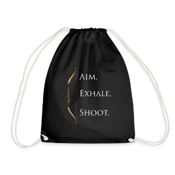 Aim Exhale Shoot Langbogen Bogenschießen Sport - Turnbeutel - Schwarz - Vorne