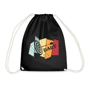 Dart Retro Player Gift Arrow Darter Disc - Drawstring Bag - black - Front