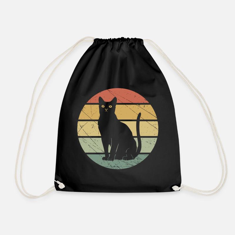 Katze retro vintage Katzen - Turnbeutel - Schwarz