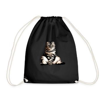 Cats, sitting cat, cat - Drawstring Bag - black - Front