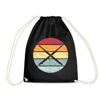 Flute instrument flutist gift retro orchestra - Drawstring Bag - black - Front