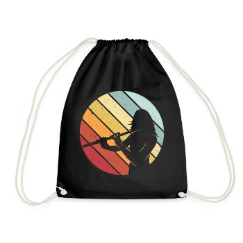 Flute instrument flutist gift retro orchestra - Drawstring Bag - black - Front