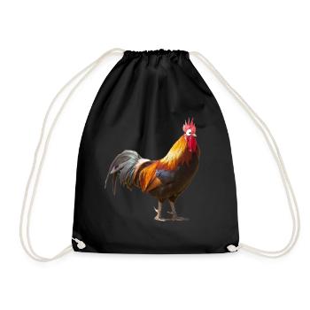 Comic Chicken- Comic Hahn - Turnbeutel - Schwarz - Vorne