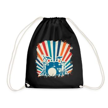 Bande rétro de cadeau d'instrument de batteur - Sac de sport léger - noir - Devant