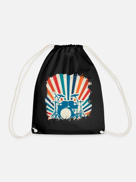 Schlagzeug Drummer Instrument Geschenk retro Band - Turnbeutel - Schwarz