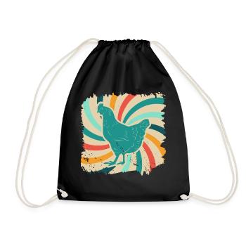 Huhn Hühner Bauernhof Tier Geschenk retro Bauer - Turnbeutel - Schwarz - Vorne
