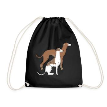 Zwei Whippets - Turnbeutel - Schwarz - Vorne