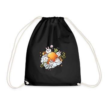 Cute cartoon rabbits and carrot - Drawstring Bag - black - Front