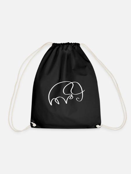 One Line Elefant weiß - Turnbeutel - Schwarz