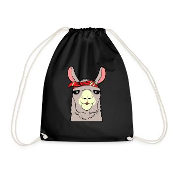 Alpaca Shirt With A Cute Illustration Of Alpaca - Drawstring Bag - black - Front