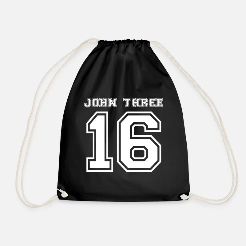John Three 16 - Bibelvers als Geschenkidee - weiß - Turnbeutel - Schwarz
