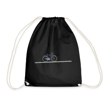 Wheel on chain - Drawstring Bag - black - Front