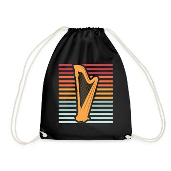 Harp instrument music gift musician harpist - Drawstring Bag - black - Front