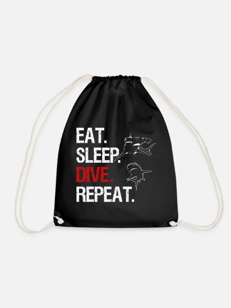 Eat Sleep Dive Repeat - Hammerhai - Turnbeutel - Schwarz