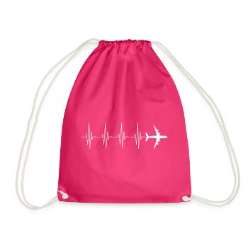 Pilot plane fly gift glider flight - Drawstring Bag - fuchsia - Front