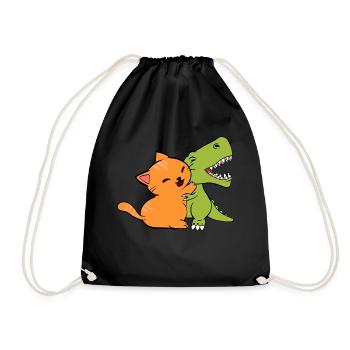 Cool Dinosaur Tee For Animal Lovers "Cat Hugging - Drawstring Bag - black - Front