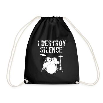 Drumming Shirt For Drummers "I Destroy Silence" - Sac de sport léger - noir - Devant