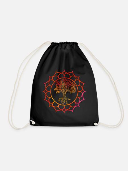 Lebensbaum Mandala Spiritualität Yoga Lotusblume - Turnbeutel - Schwarz