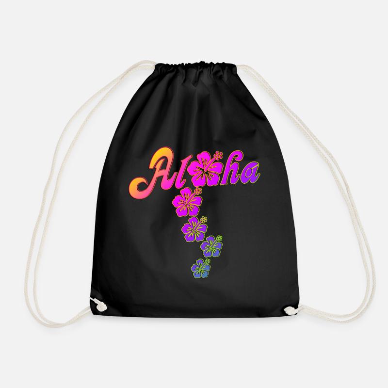 Aloha Hibiscus Blossoms - colored fill - Turnbeutel - Schwarz