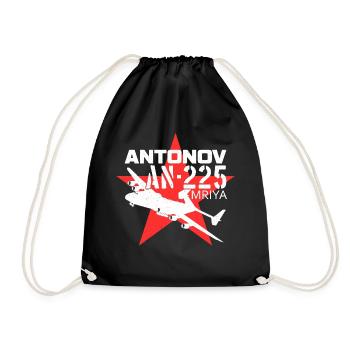 Antonov An225 Mriya TShirt Design Luftbrücke - Turnbeutel - Schwarz - Vorne