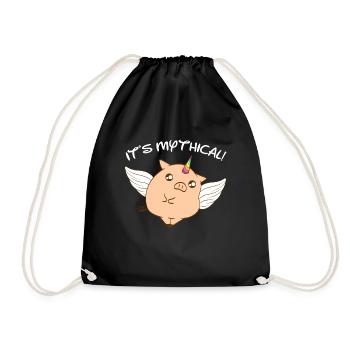Perfect Pig Gift Tee With An Illustration Of A - Drawstring Bag - black - Front
