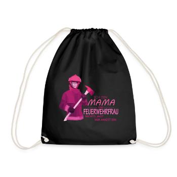 Feuerwehrfrau Freiwillige Feuerwehr Beruf Geschenk - Turnbeutel - Schwarz - Vorne