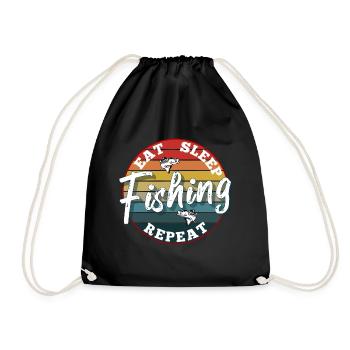 Eat Sleep Fishing Repeat - Drawstring Bag - black - Front