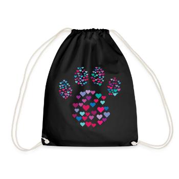 Tatzen-Druck-Herz-Geschenk-Idee Hund Liebhaber Paw - Turnbeutel - Schwarz - Vorne