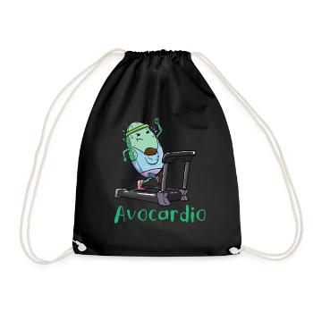 AvoCardio Lustige Avocado Fitness Cardio Übung - Turnbeutel - Schwarz - Vorne