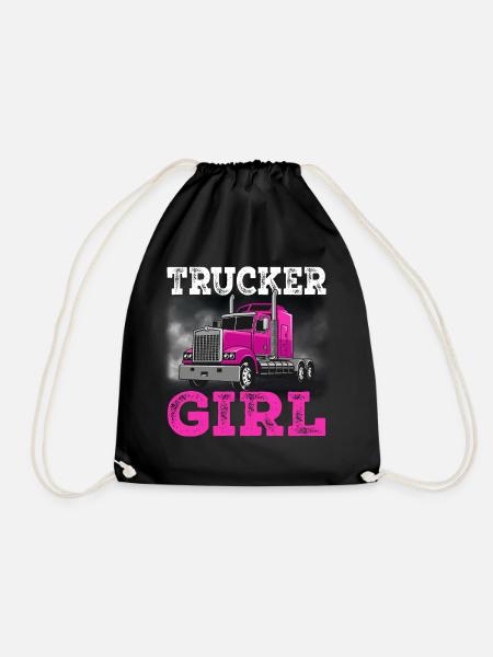 trucker girl Lkw Fahrerin Fernfahrerin Geschenk - Turnbeutel - Schwarz