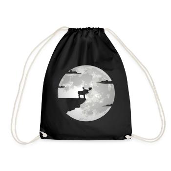 Elch Vollmond Elche Wald Norwegen Schweden Natur - Turnbeutel - Schwarz - Vorne