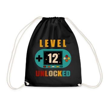 12th birthday gamer - Drawstring Bag - black - Front