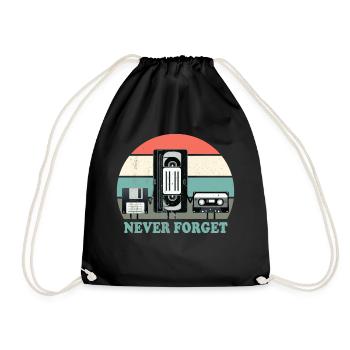 Never Forget-VHS, Cassette, Disquette Disc-Old School - Sac de sport léger - noir - Devant