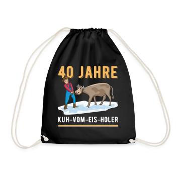 40 Jahre Dienstjubiläum Firmenjubiläum Kuh Vom Eis - Turnbeutel - Schwarz - Vorne