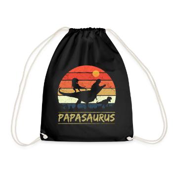 Papasaurus - Retro - Turnbeutel - Schwarz - Vorne