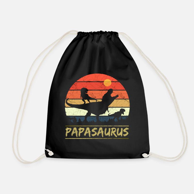 Papasaurus - Retro - Turnbeutel - Schwarz