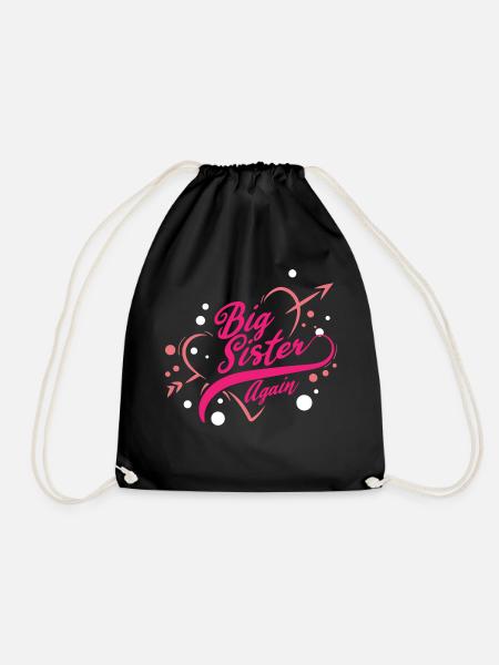 Big sister again siblings older daughter - Drawstring Bag - black