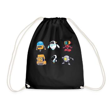 Funny Robot Technology Cute Colorful Robots - Turnbeutel - Schwarz - Vorne