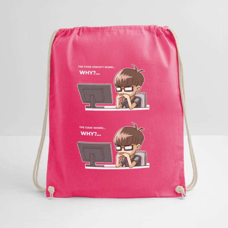 Funny programming code works why Drawstring Bag