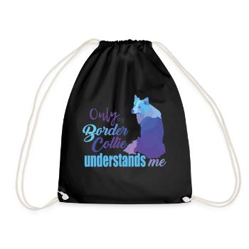 Border Collie - Drawstring Bag - black - Front