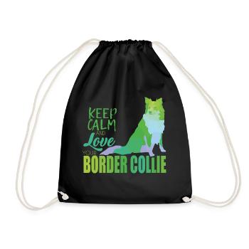 Border Collie - Drawstring Bag - black - Front