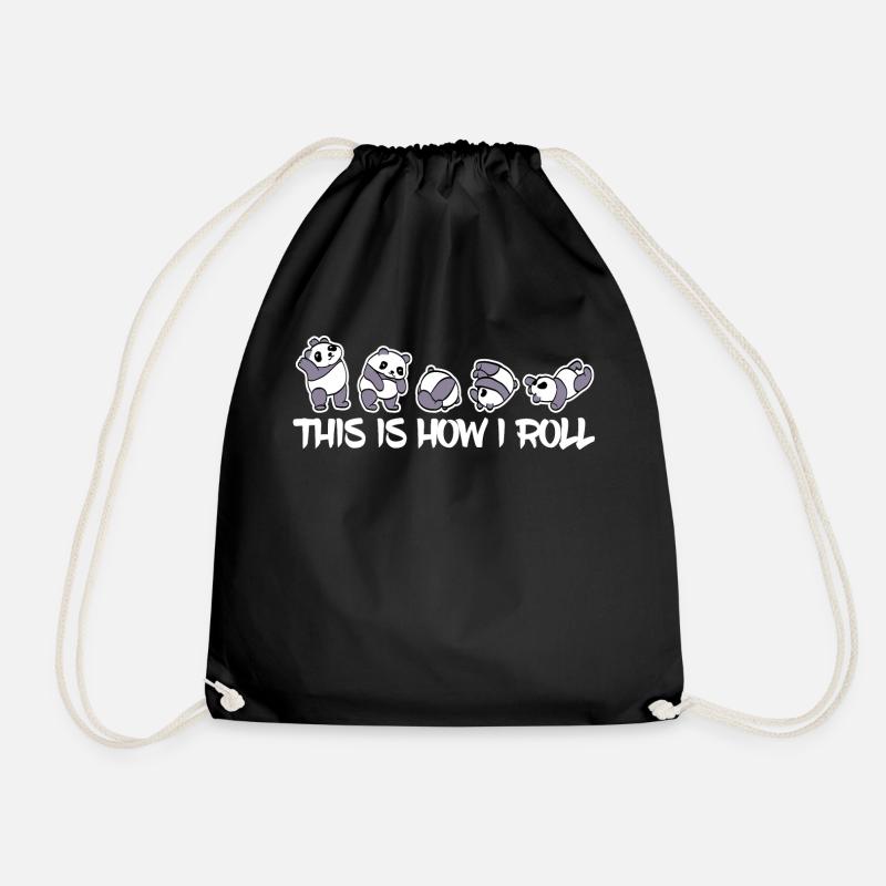 This Is How I Roll Cute Pandas Tee For Animal - Drawstring Bag - black