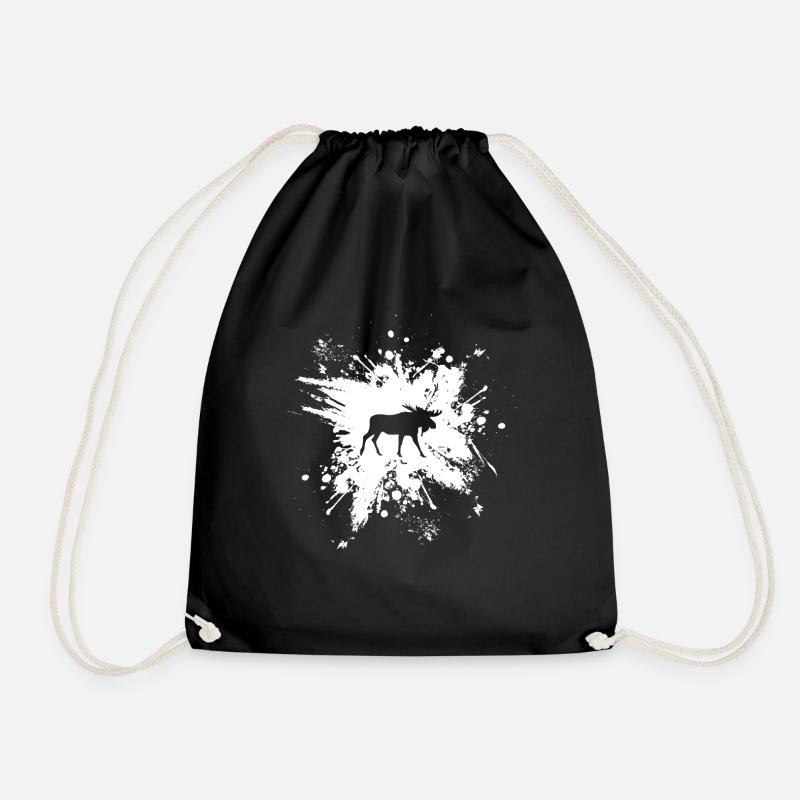 Elch Elche Elchkuh Geweih Geschenk Tierschützer - Turnbeutel - Schwarz