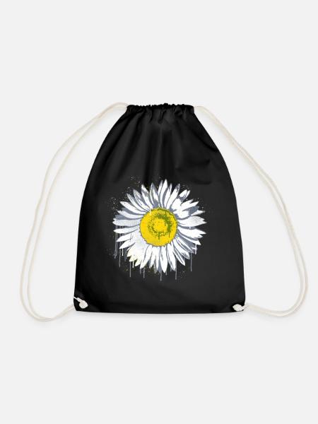Daisy Stencil Graffiti Blume Margerite - Turnbeutel - Schwarz