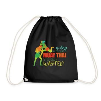 Muay Thai Martial Arts Thai Boxing Kickboxing Sports - Drawstring Bag - black - Front