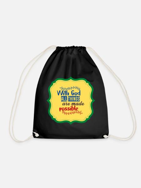 With God All Things Are Possible - Drawstring Bag - black