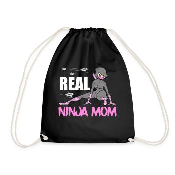 Real Ninja Mom Karate Martial Arts Fencer Ninja - Drawstring Bag - black - Front
