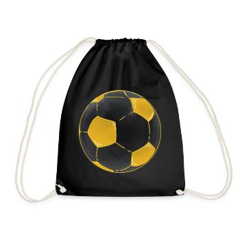 Football Black Gold Ball Sticker Footballer - Drawstring Bag - black - Front